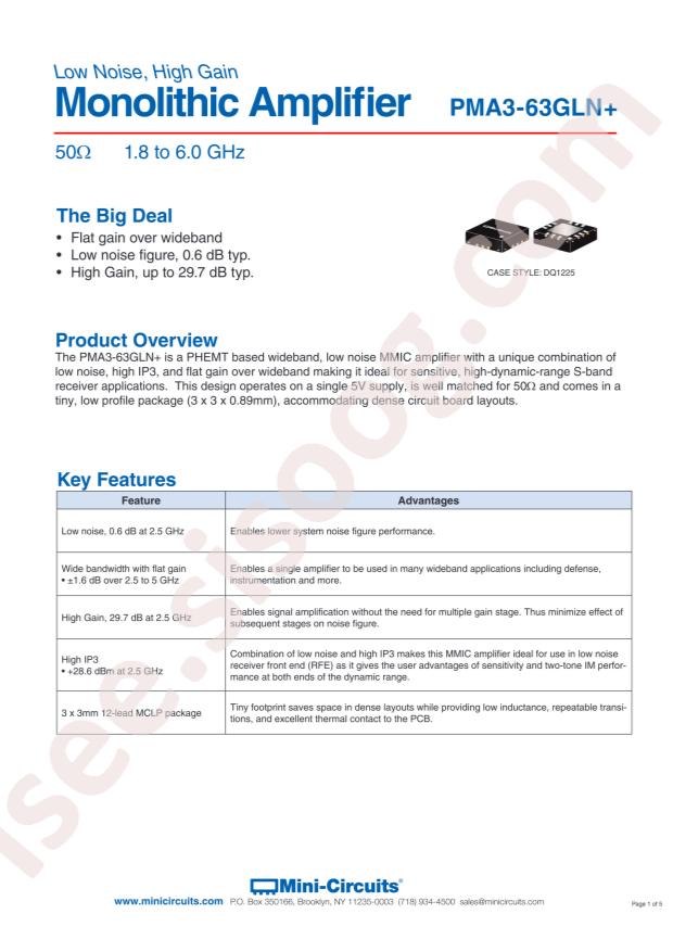 Mini-Circuits PMA3-63GLN+