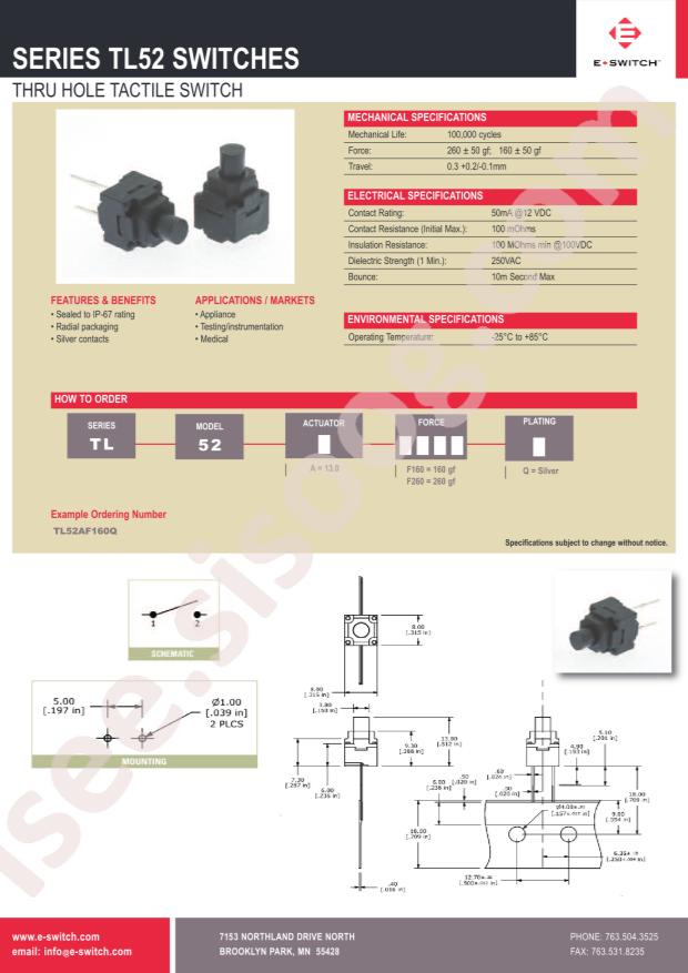 E-Switch TL52AF260Q