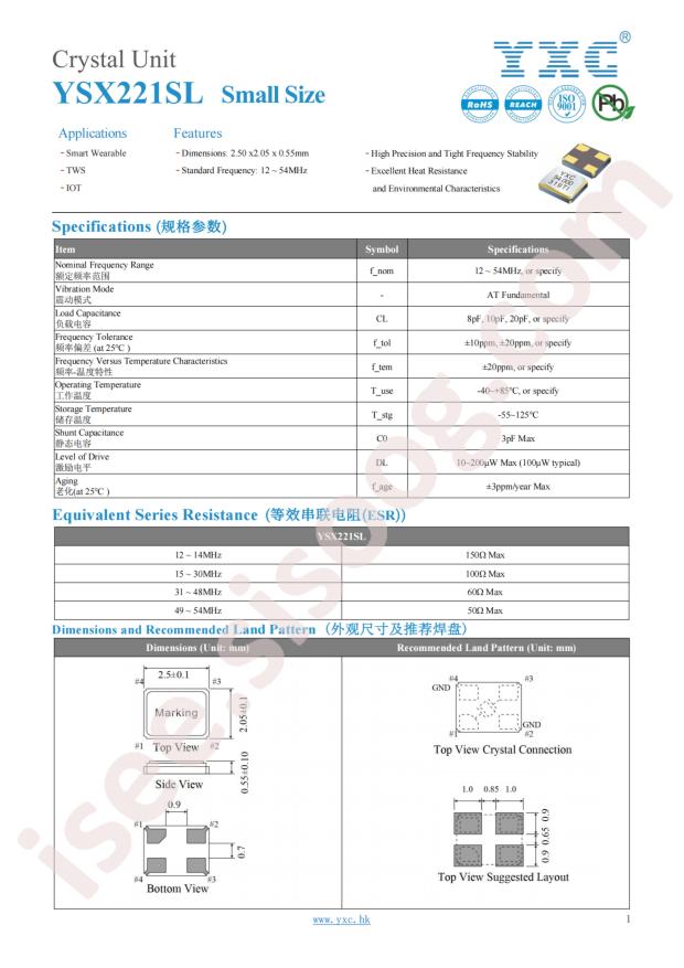 YXC Crystal Oscillators X252040MMB4SI