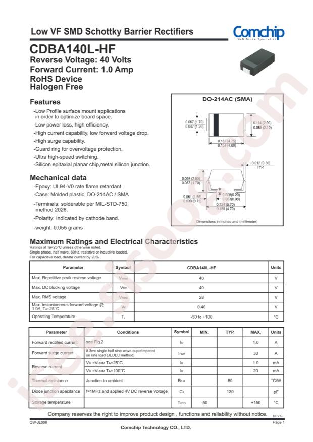 Comchip CDBA140L-HF