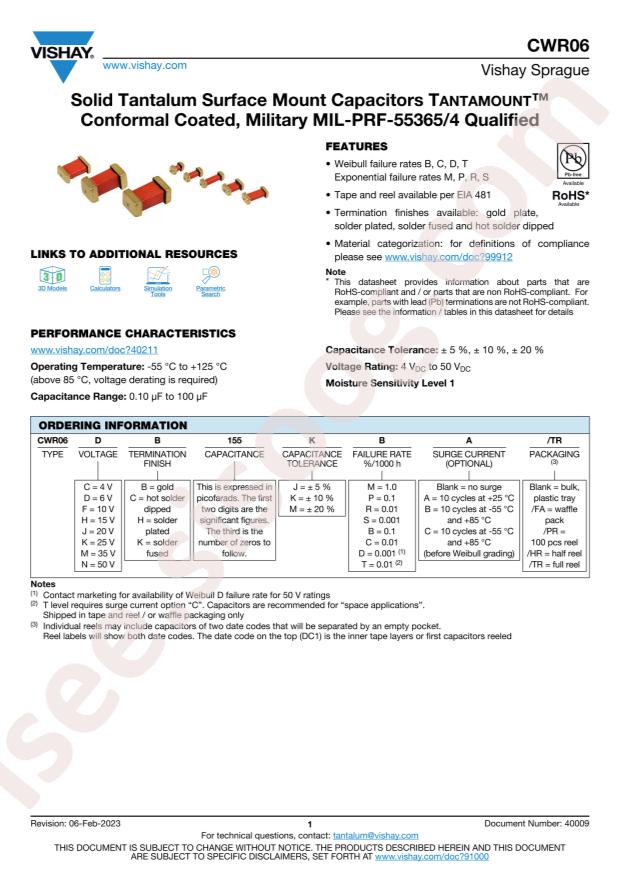 VISHAY CWR06KC105KB/PR