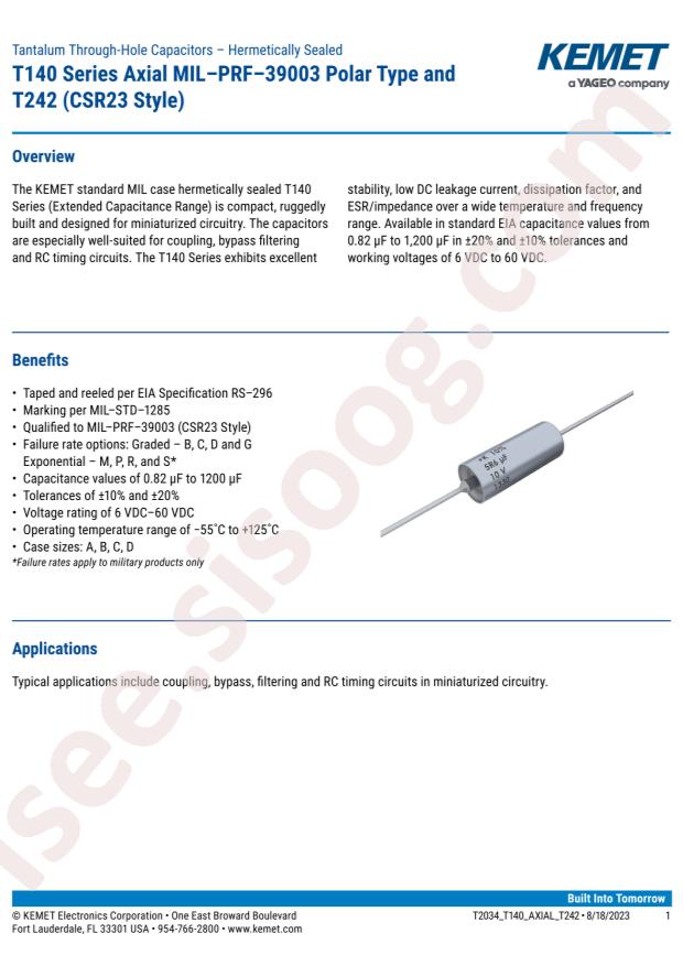 KEMET T140C476K035AS