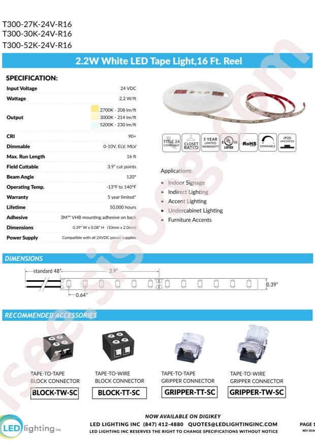 LED Lighting Inc T300-30K-24V-R16