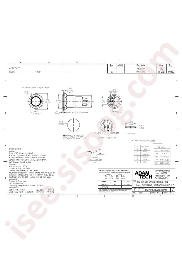 ADAM TECH SW-PB7-03LB22CFRR24V