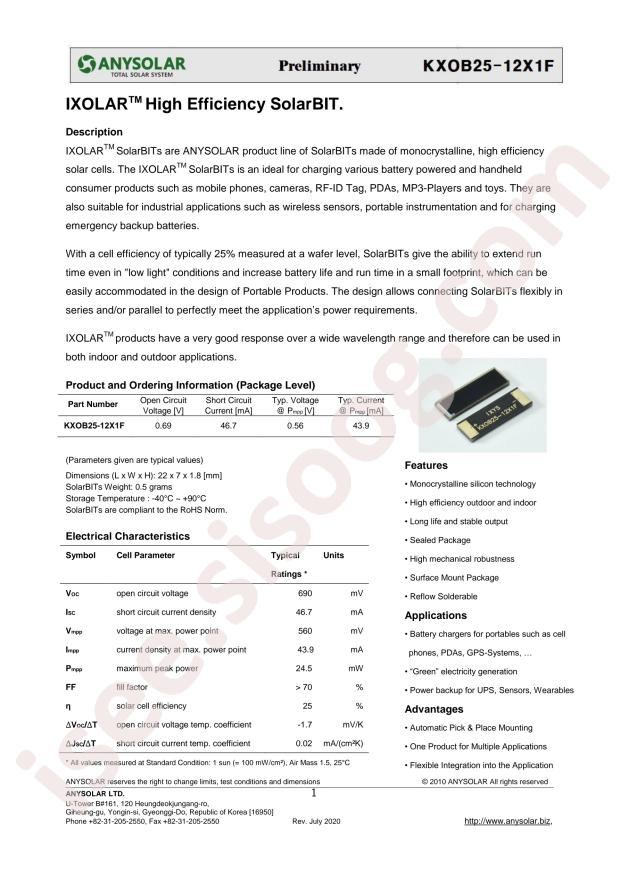 ANYSOLAR KXOB25-12X1F-TR