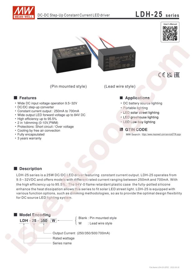 MEAN WELL LDH-25-700W