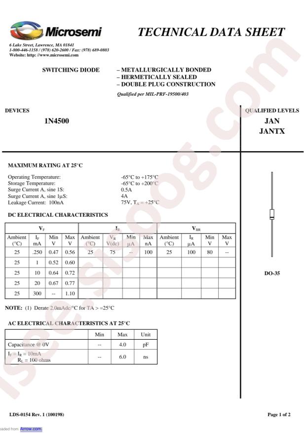 MICROCHIP 1N4500E3