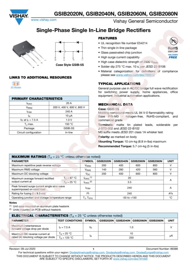 VISHAY GSIB2020N-M3/45