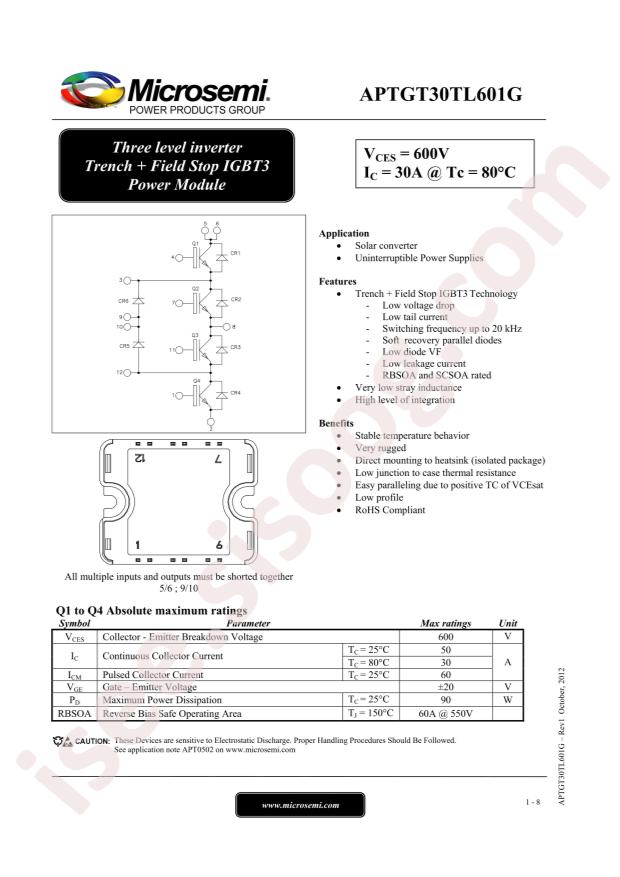 MICROCHIP APTGT30TL601G