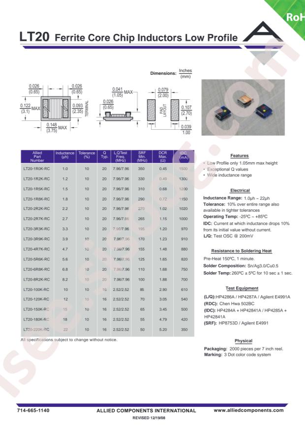 Allied Components International LT20-4R7J-RC
