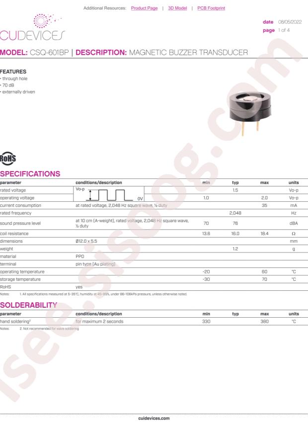 CUI CSQ-601BP