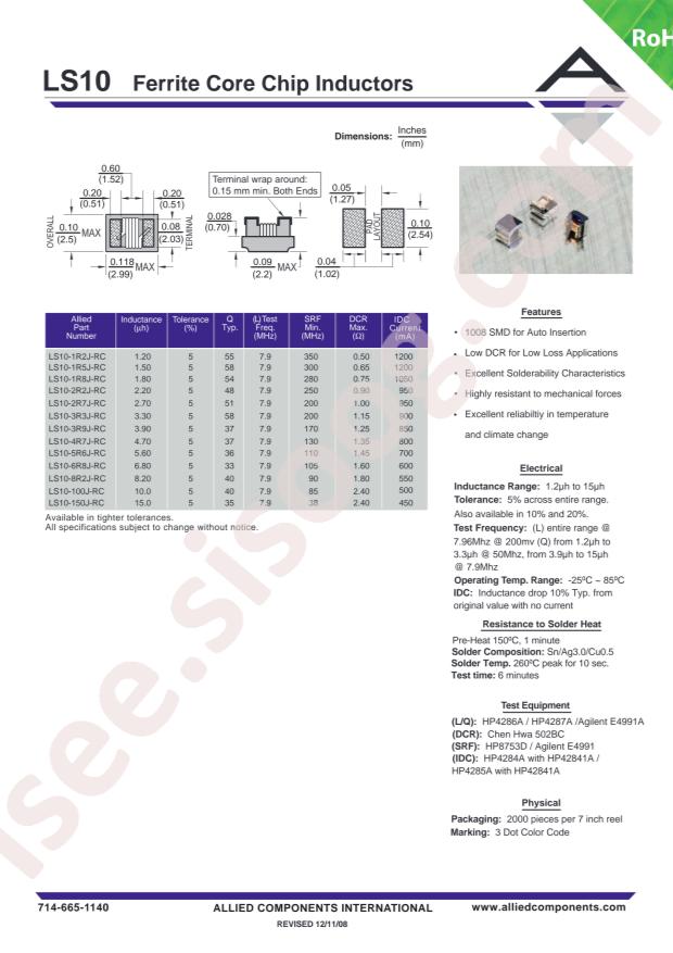 Allied Components International LS10-2R7J-RC