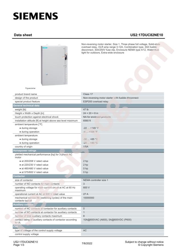 SIEMENS 17DUC82NE10