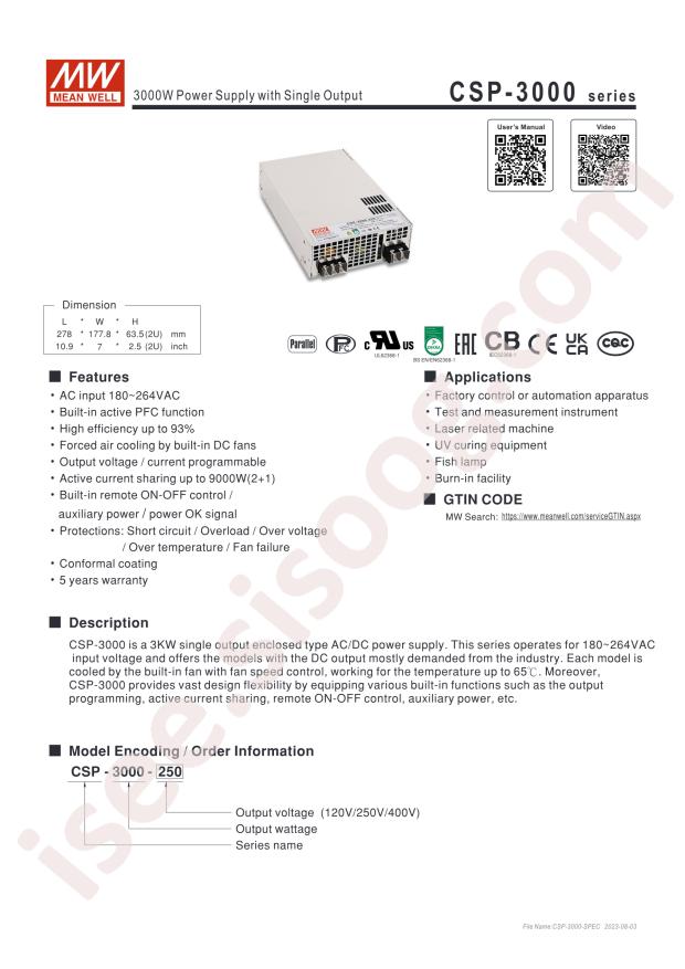 MEAN WELL CSP-3000-120