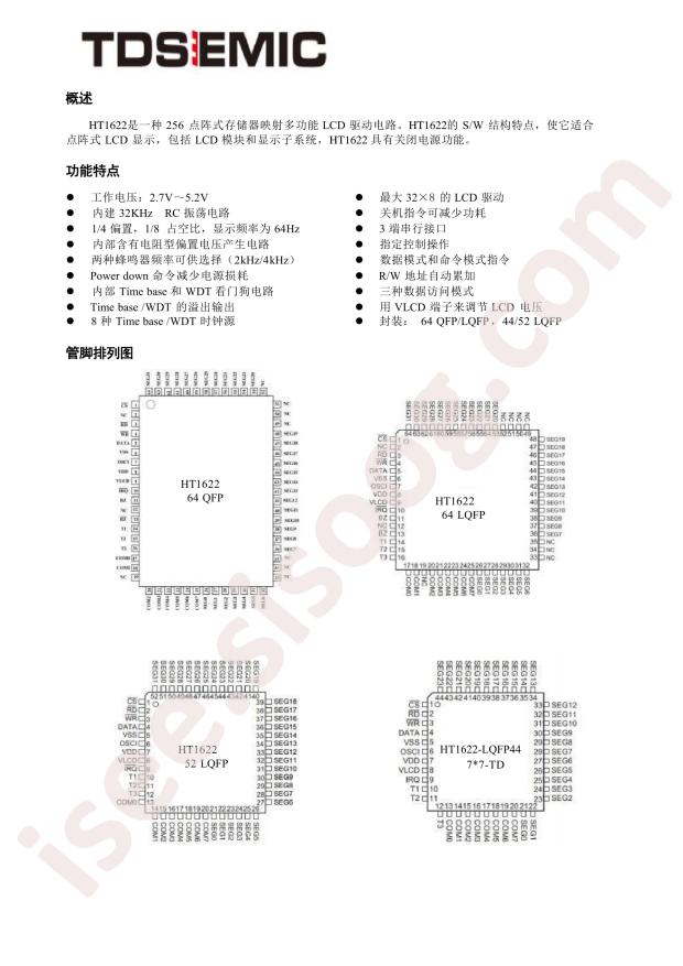 TDSEMIC HT1622-LQFP64(7*7)-TD