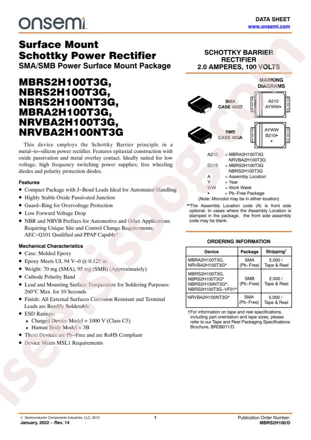 onsemi NBRS2H100T3G-VF01