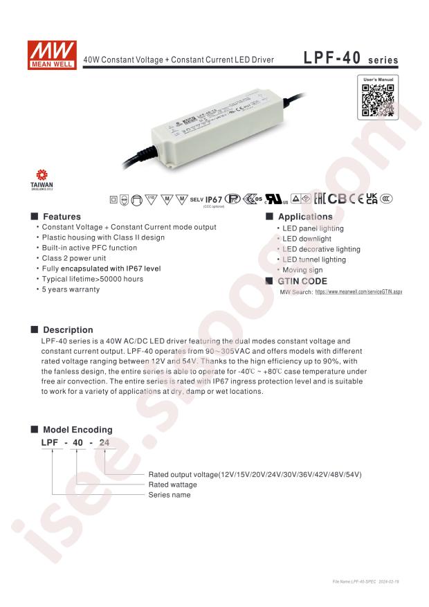 MEAN WELL LPF-40-24
