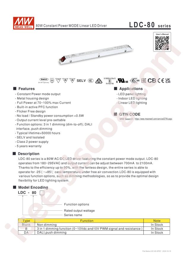 MEAN WELL LDC-80B