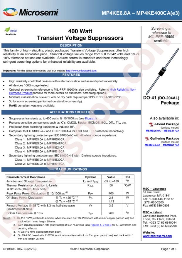 MICROCHIP MAP4KE91A