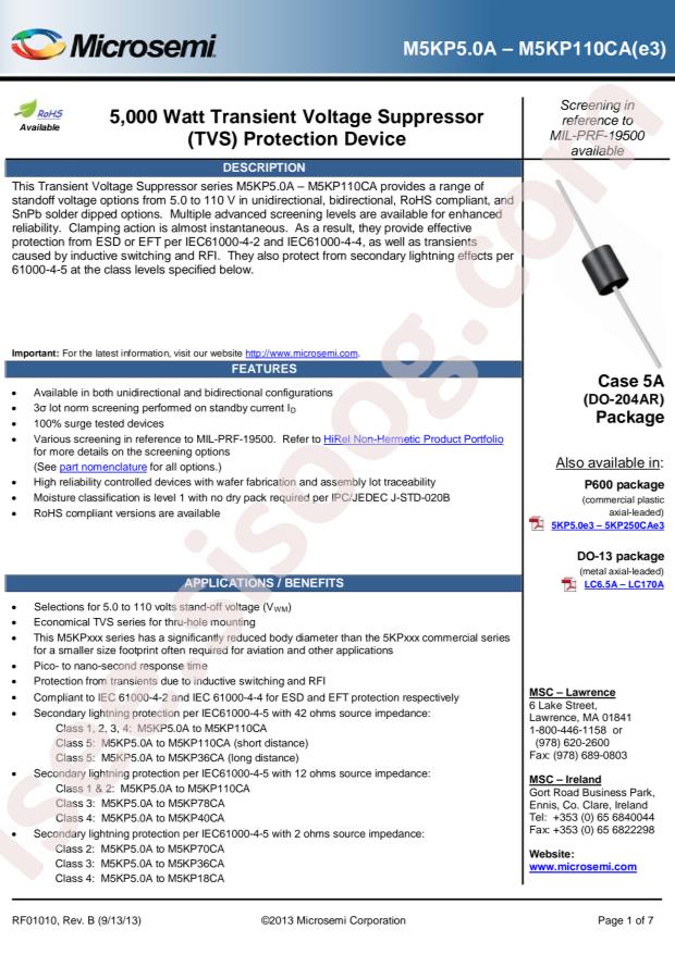 MICROCHIP MA5KP100CA
