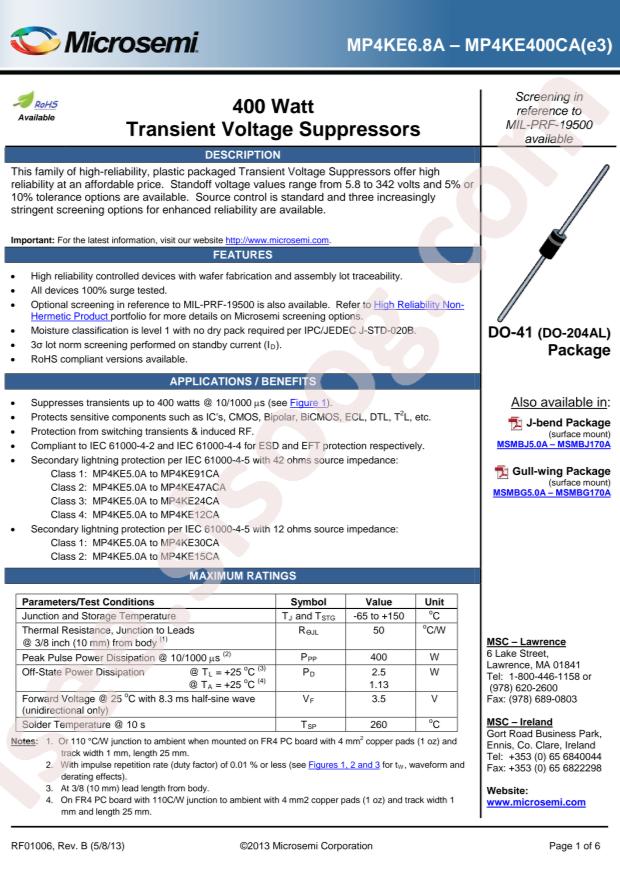 MICROCHIP MAP4KE30CAE3