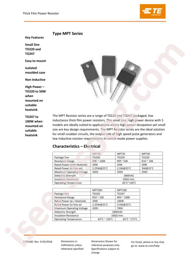 TE Connectivity MPT100XR33J
