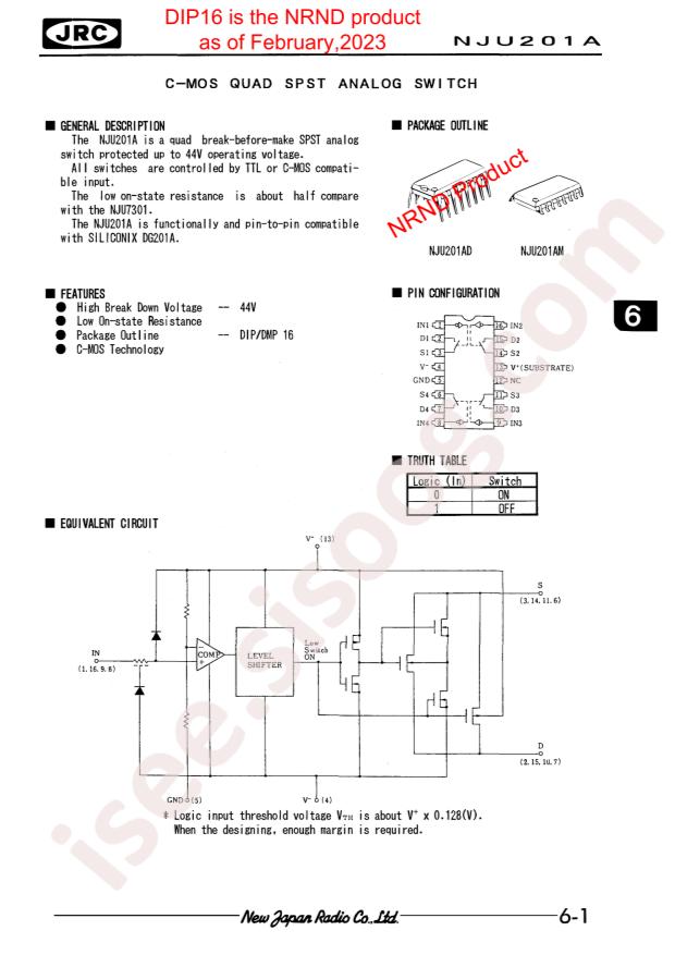 Nisshinbo Micro Devices Inc. NJU201AM