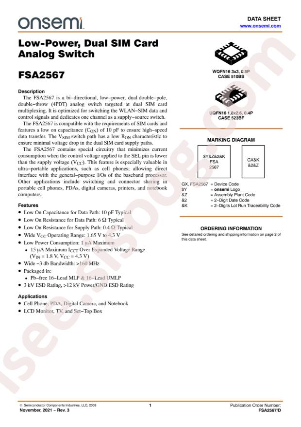 onsemi FSA2567UMX-F135