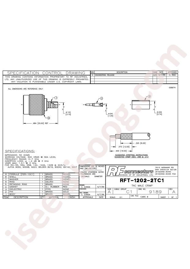 RF Industries RFT-1202-2TC1