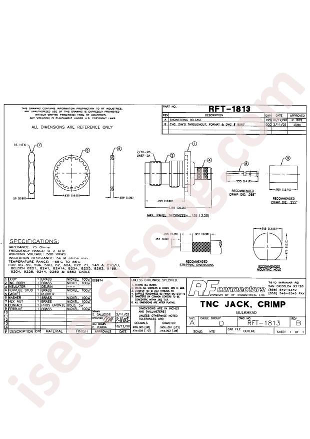 RF Industries RFT-1813