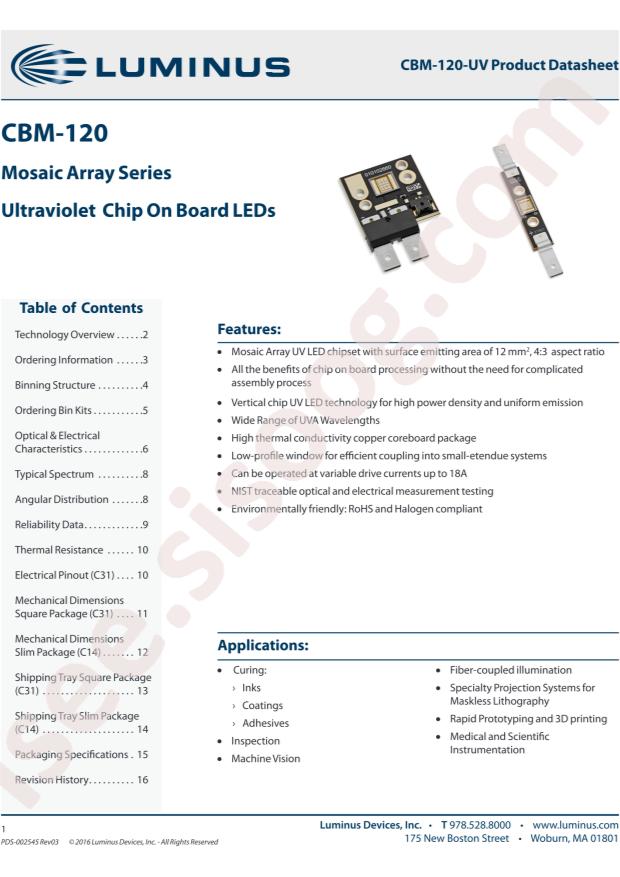 Luminus Devices CBM-120-UV-C31-J405-21