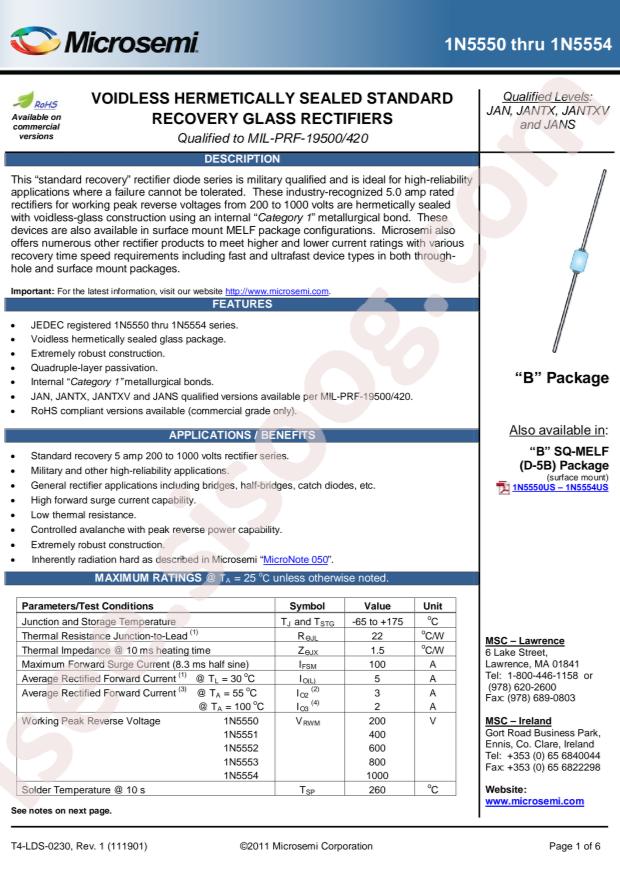 MICROCHIP JAN1N5553/TR