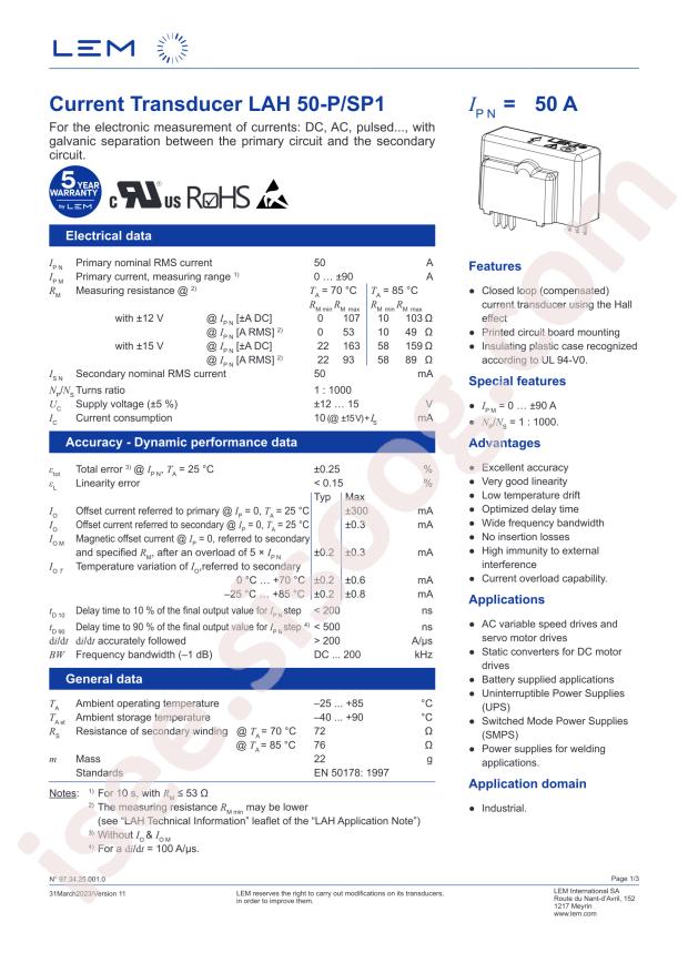 LEM LAH 50-P/SP1