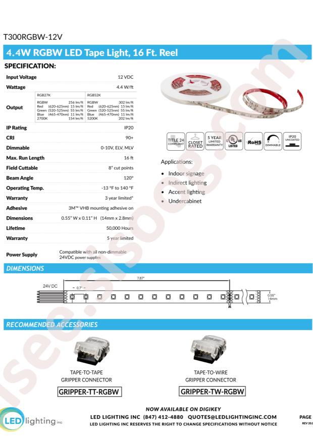 LED Lighting Inc T300RGB-12V-R16