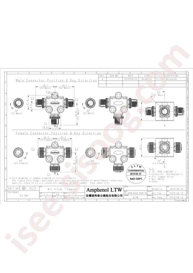 Amphenol TA-A08M-A08F-A08F-01