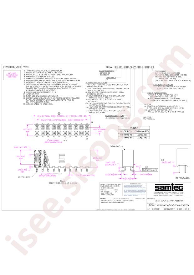 Samtec SQW-110-01-F-D-VS-A-K-TR