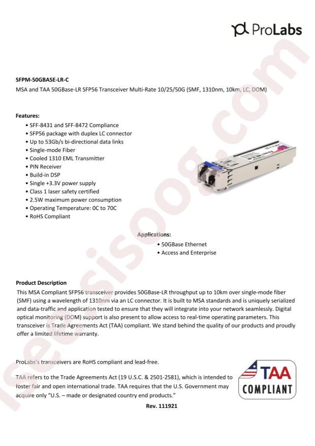 ProLabs SFPM-50GBASE-LR-C