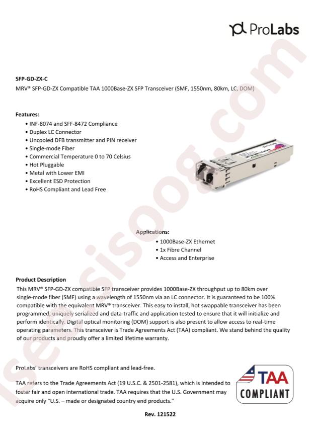ProLabs SFP-GD-ZX-C