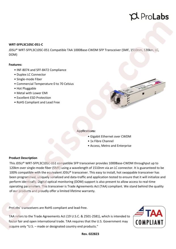 ProLabs WRT-SFPL3C10SC-051-C