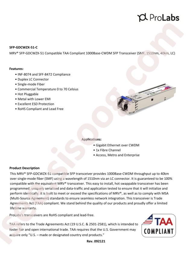 ProLabs SFP-GDCWZX-51-C