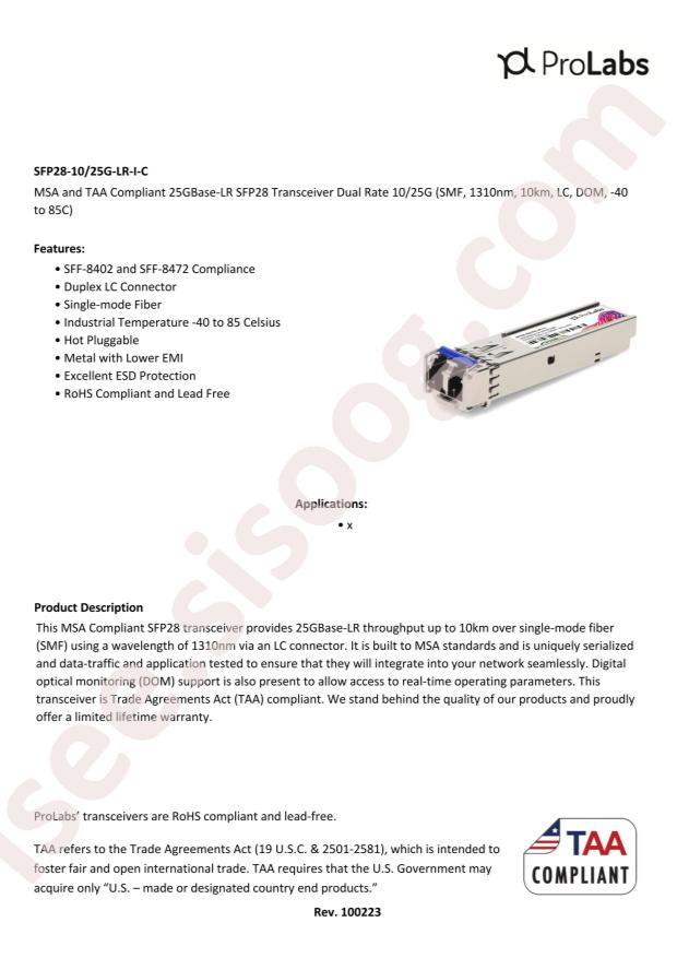 ProLabs SFP28-10/25G-LR-I-C
