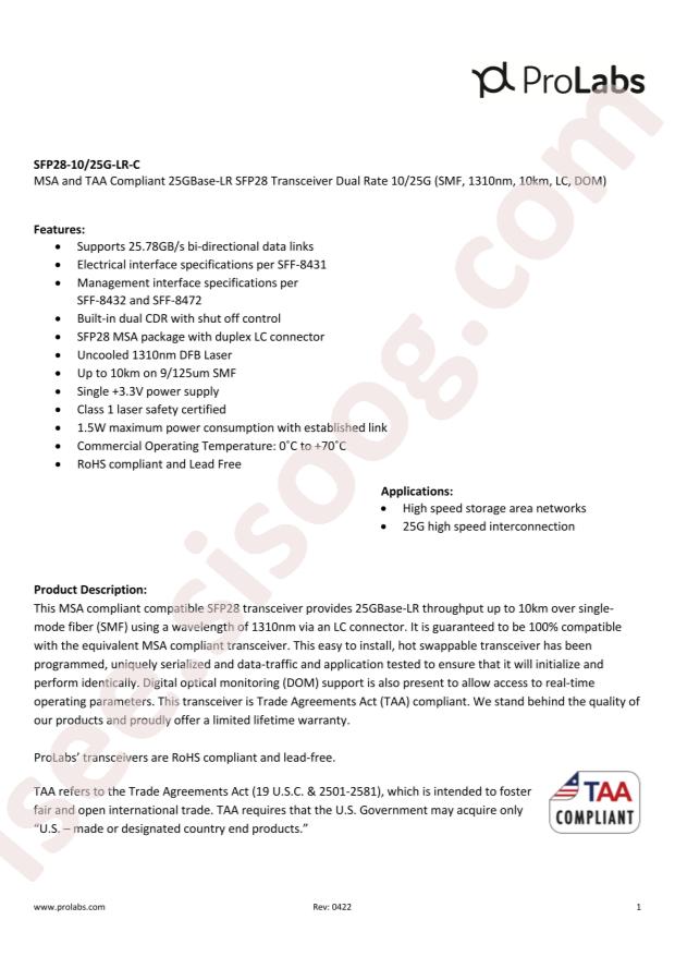 ProLabs SFP28-10/25G-LR-C