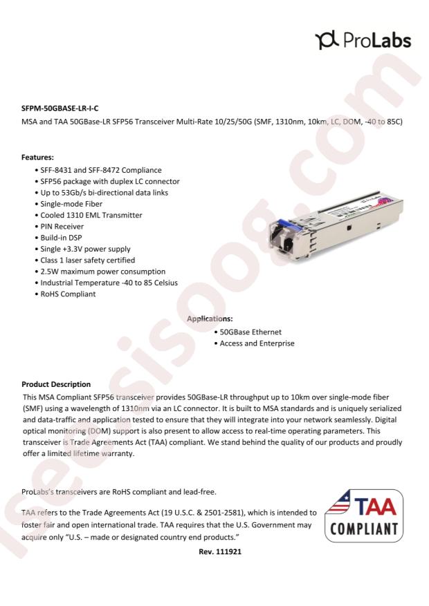 ProLabs SFPM-50GBASE-LR-I-C