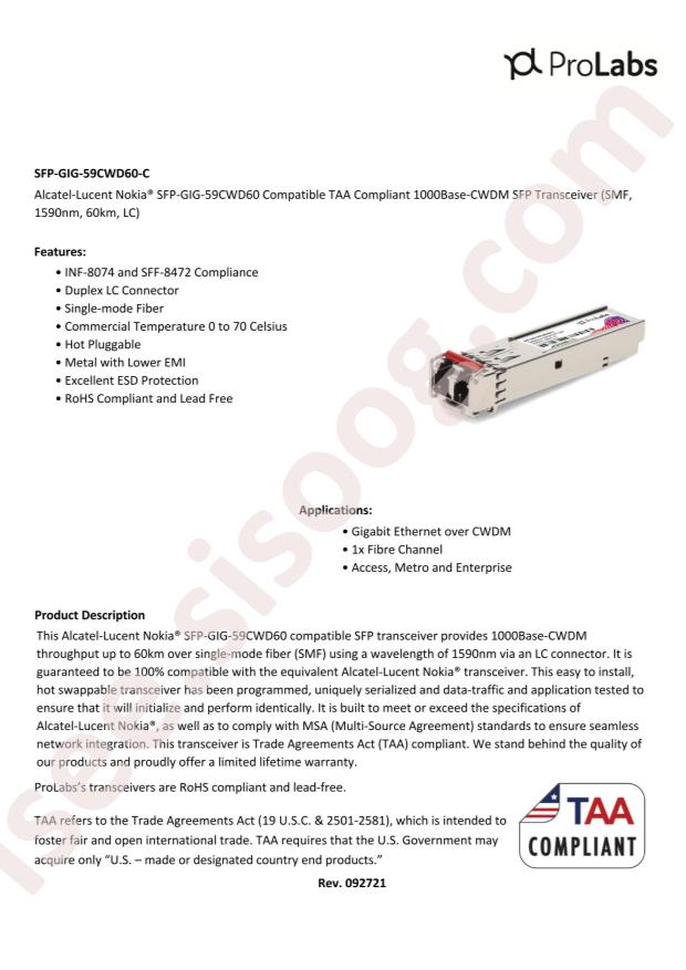 ProLabs SFP-GIG-59CWD60-C