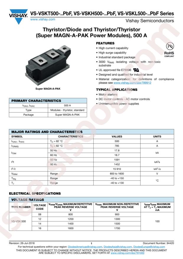 VISHAY VS-VSKT500-16PBF