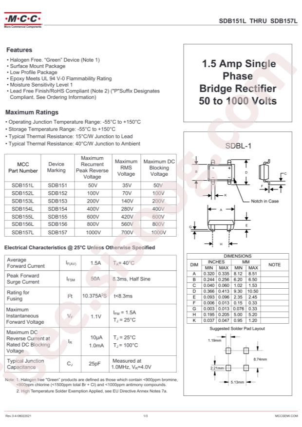 MCC SDB156L-TP