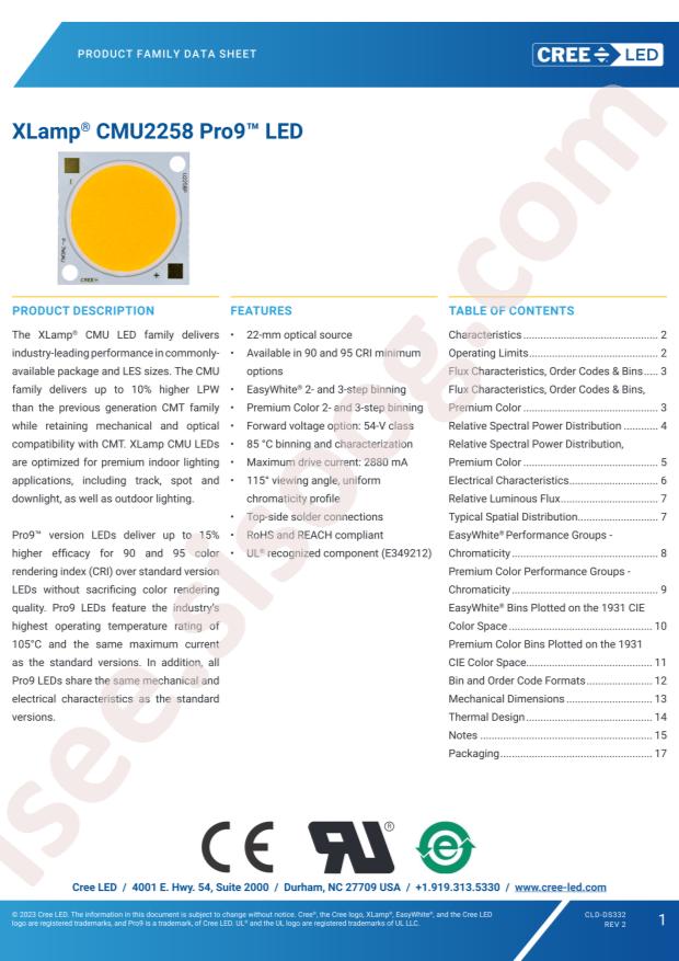 CREE LED CMU2258-R040-00PP0Z0AL7C
