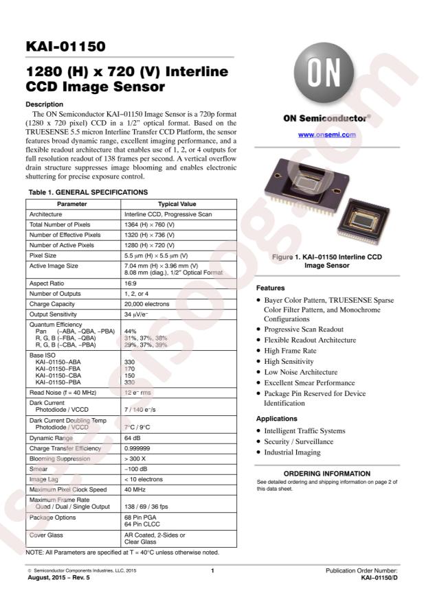 onsemi KAI-01150-QBA-FD-BA
