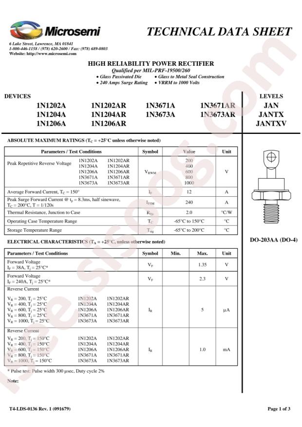 MICROCHIP JAN1N3673AR