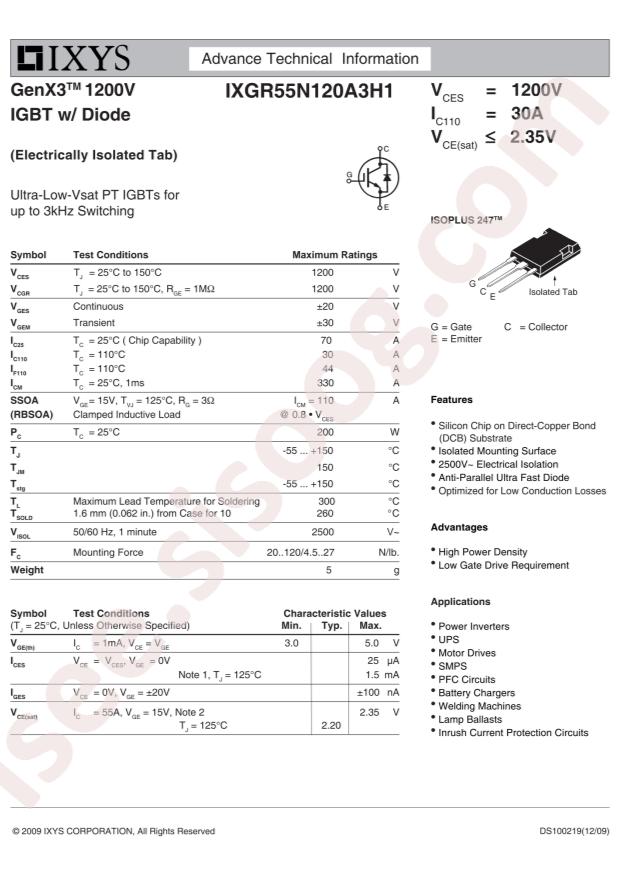 Littelfuse/IXYS IXGR55N120A3H1
